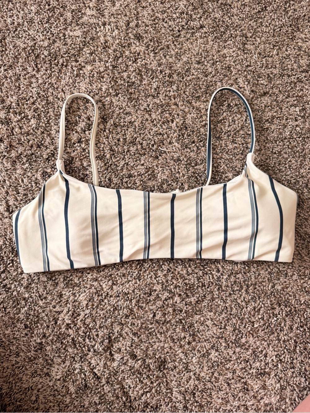Billabong Cream and Navy Striped Bikini Top